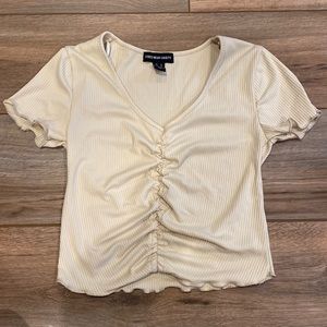 Women’s Ruched Cream Crop Top